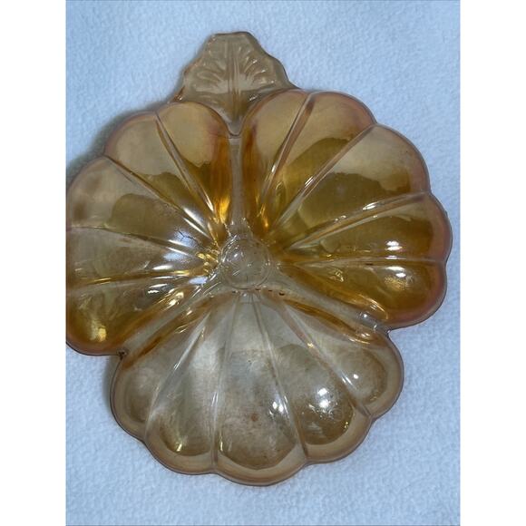 VTG Jeannette Glass Marigold Carnival Glass Doric Pattern Clover Nut Dish - Picture 4 of 6